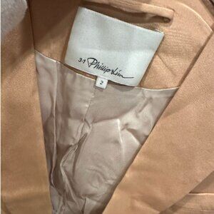 3.1 Phillip Lim Satin Beige Cropped Asymmetrical Blazer